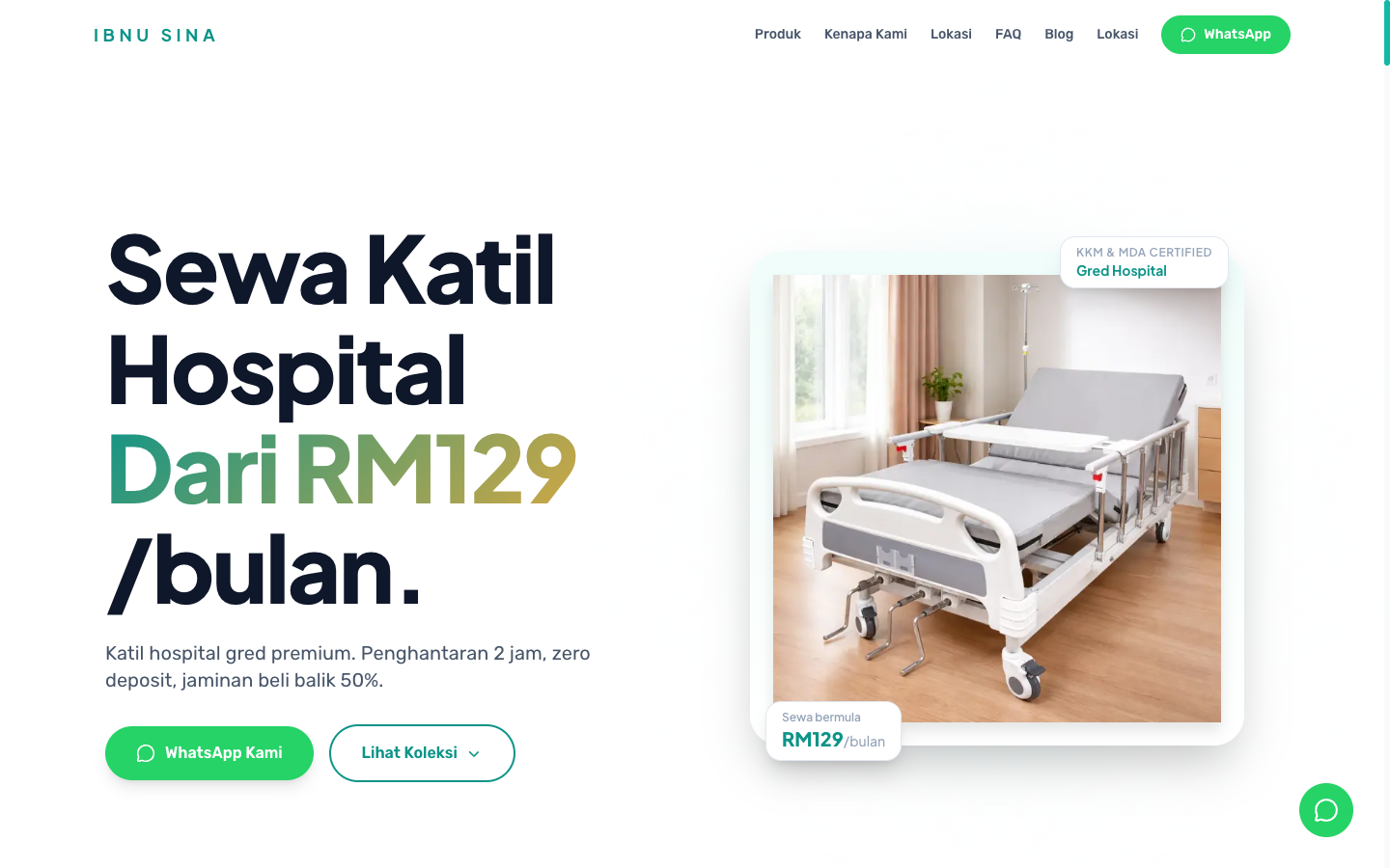 Ibnu Sina public healthcare website used as a Bahasa Malaysia design example